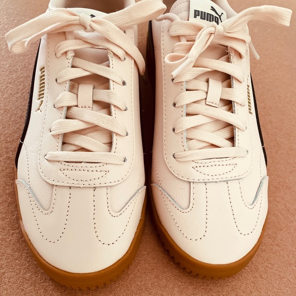 PUMA CLUB 5V5 Island Pink-Galactic Gray-GoldLEATHER LOW TOP TRAINERS - Picture 10 of 16